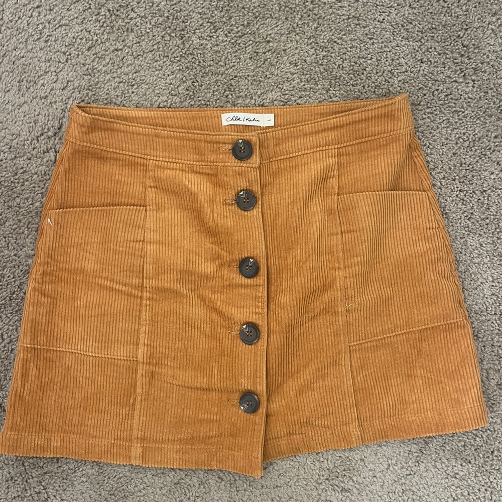 Corduroy Button Skirt